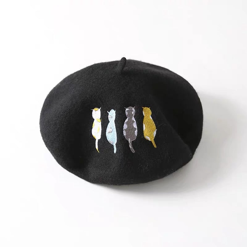 5 COLORS CUTE CAT WOOL BERET BY31002