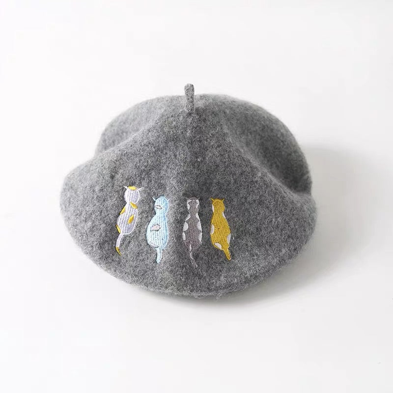 5 COLORS CUTE CAT WOOL BERET BY31002