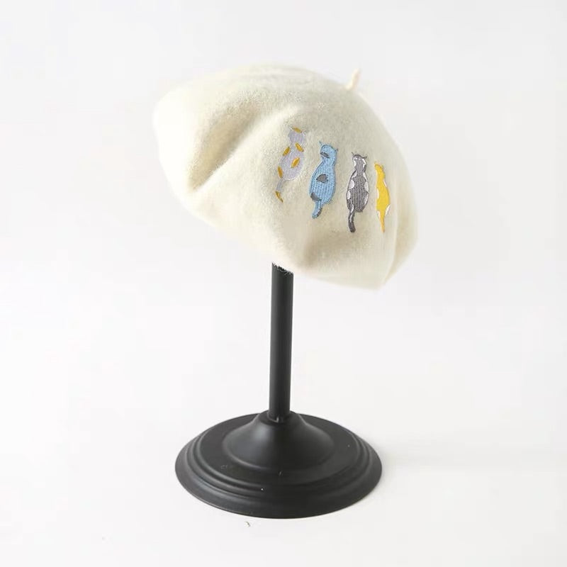 5 COLORS CUTE CAT WOOL BERET BY31002