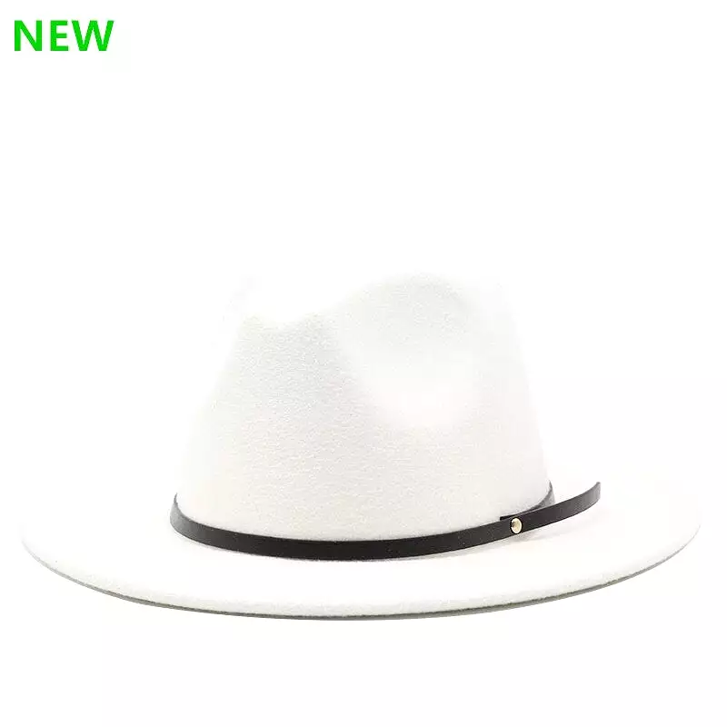 54-56-60CM Women Men Wool Vintage Gangster Trilby Felt Fedora Hat With Wide Brim Gentleman Elegant Lady Winter Autumn Jazz Caps