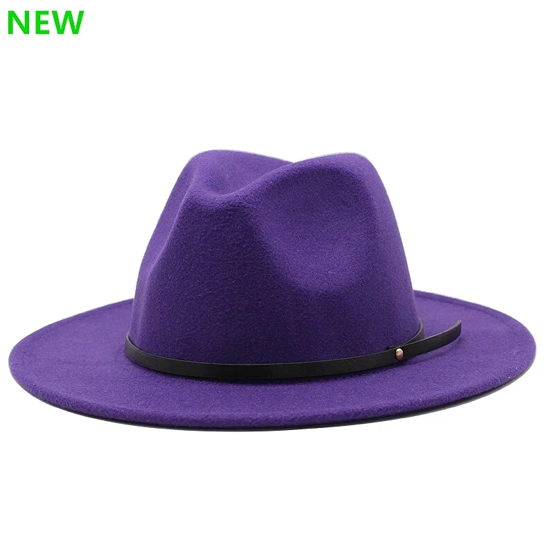 54-56-60CM Women Men Wool Vintage Gangster Trilby Felt Fedora Hat With Wide Brim Gentleman Elegant Lady Winter Autumn Jazz Caps