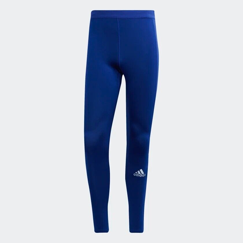 adidas Saturday Warm Mens Running Tights Compression Pants Fitness Leggings Blue