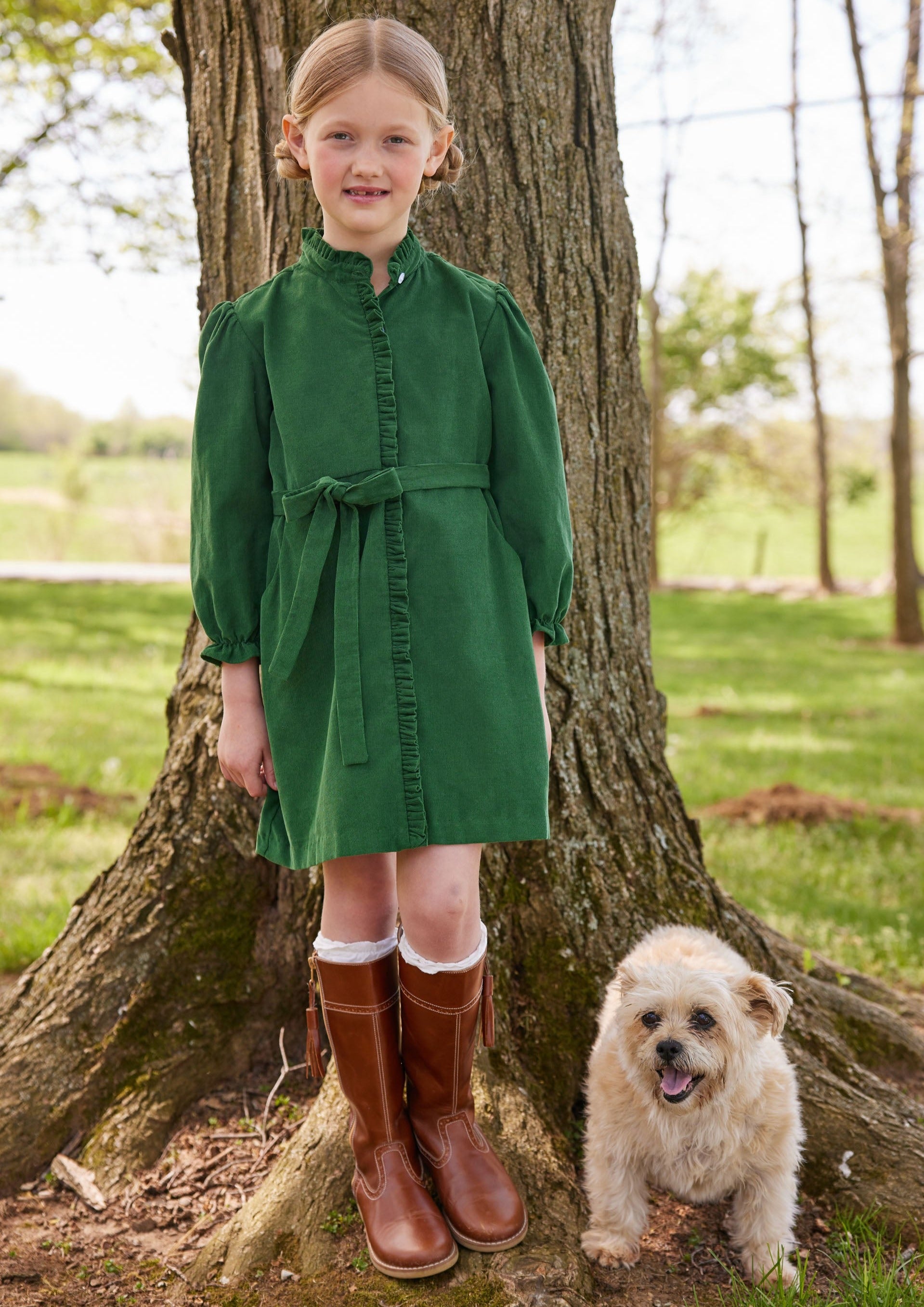 Allie Dress - Hunter Green Corduroy