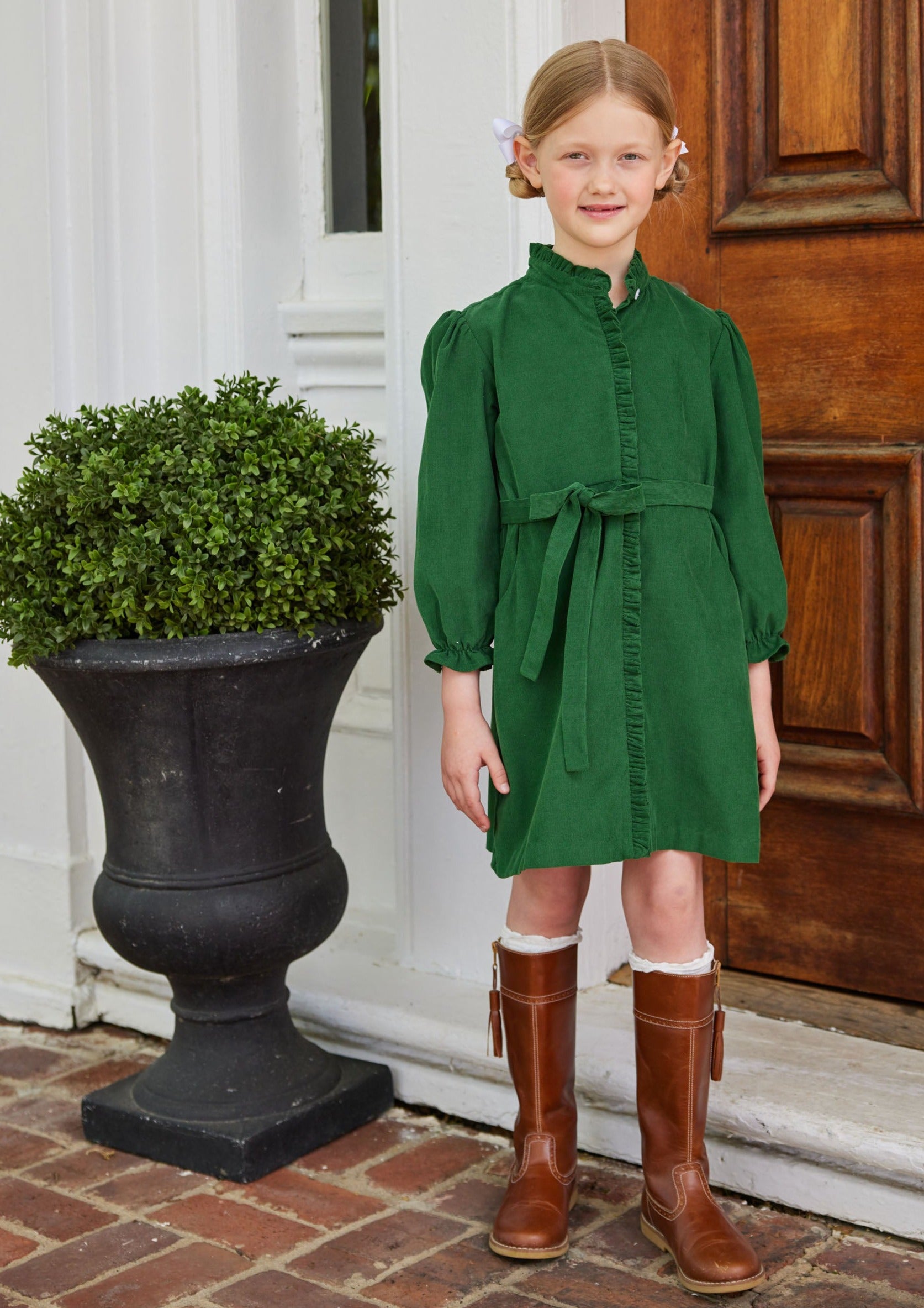 Allie Dress - Hunter Green Corduroy