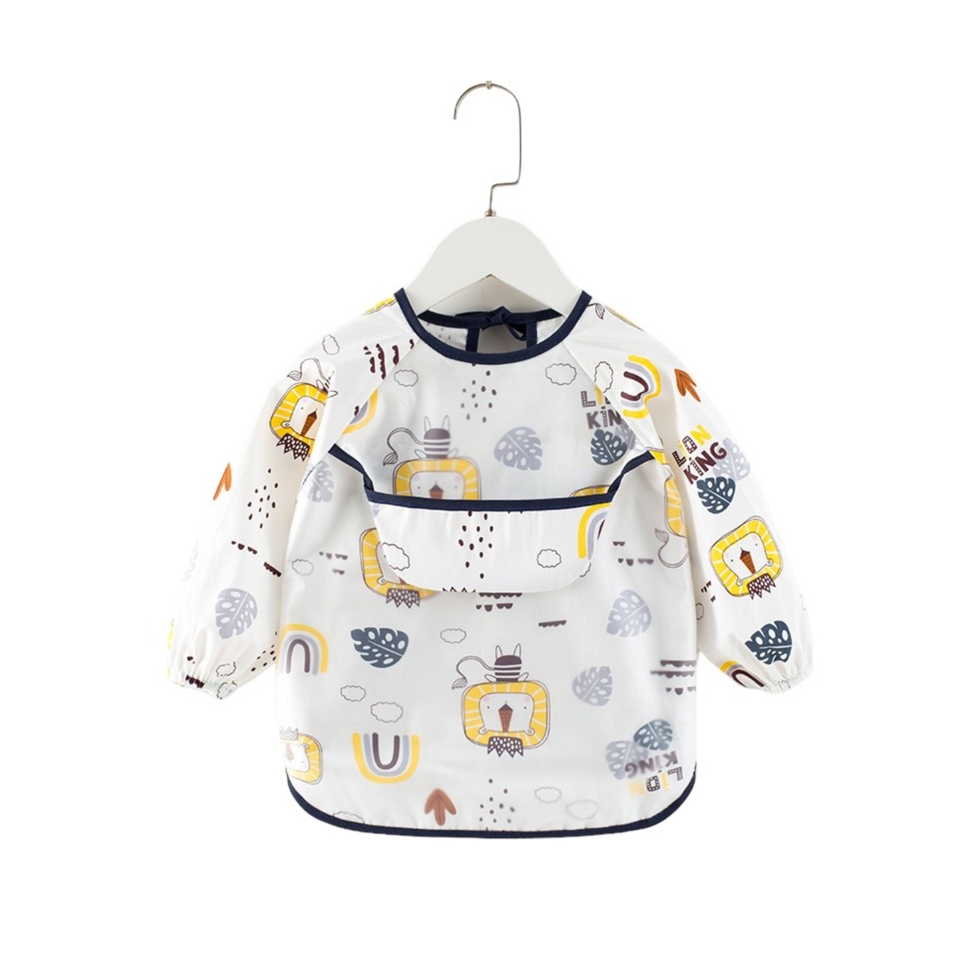 Baby Long Sleeve Apron Smock Bib in Lion's Den