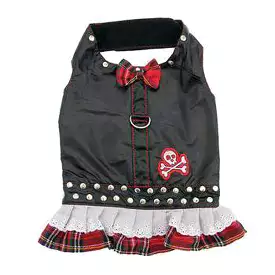 Biker Dress Dog Harness by Doggles - Red Plaid