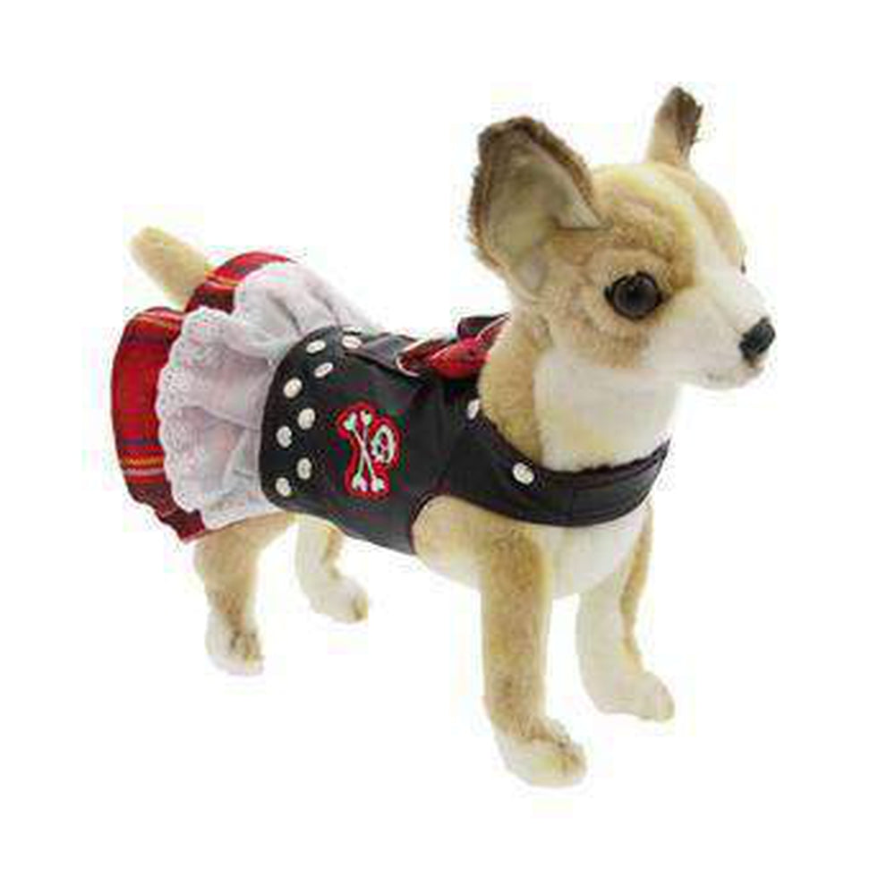 Biker Dress Dog Harness by Doggles - Red Plaid