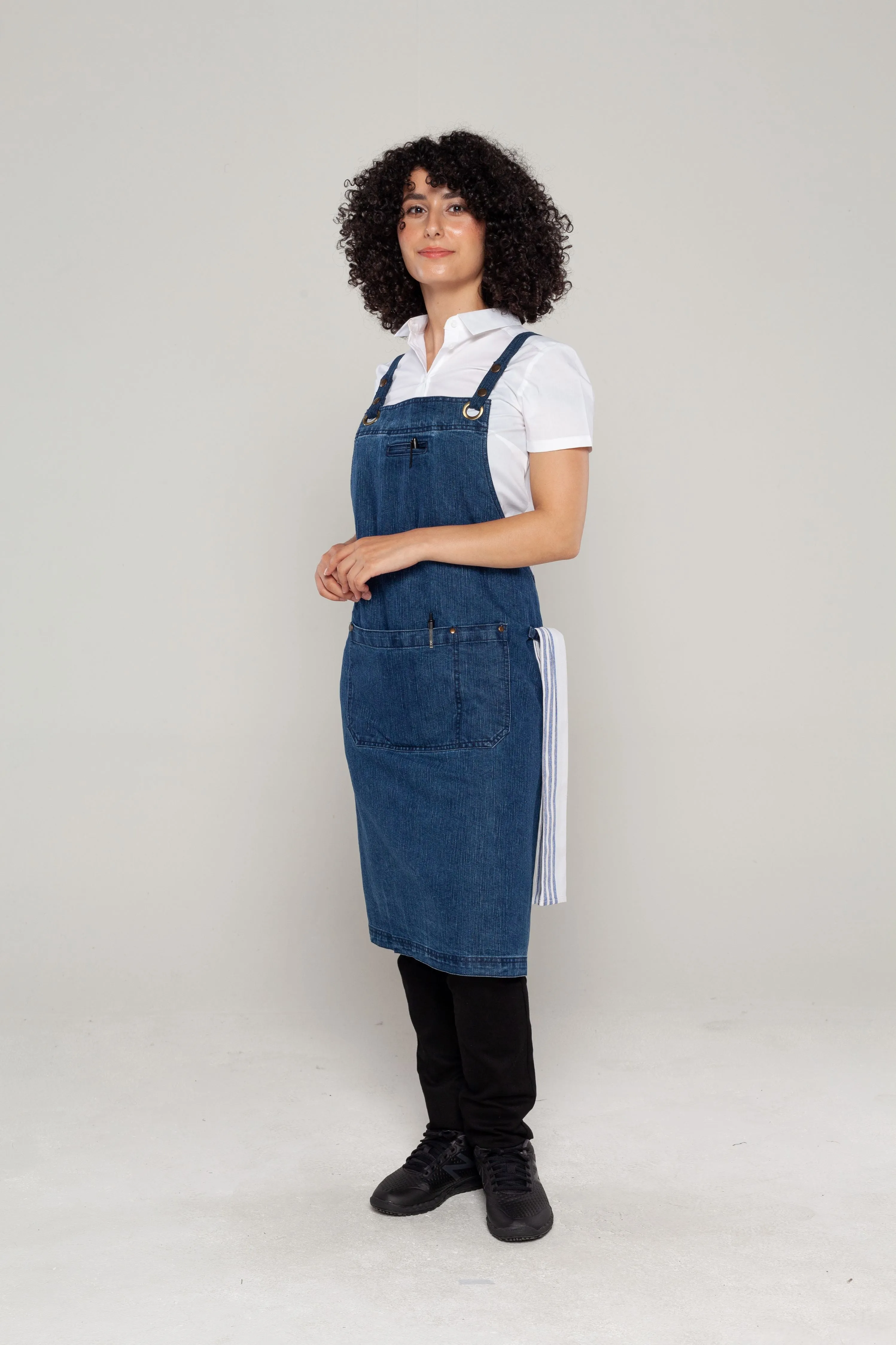 Bondi Crossover Apron Interchangeable straps Denim Blue