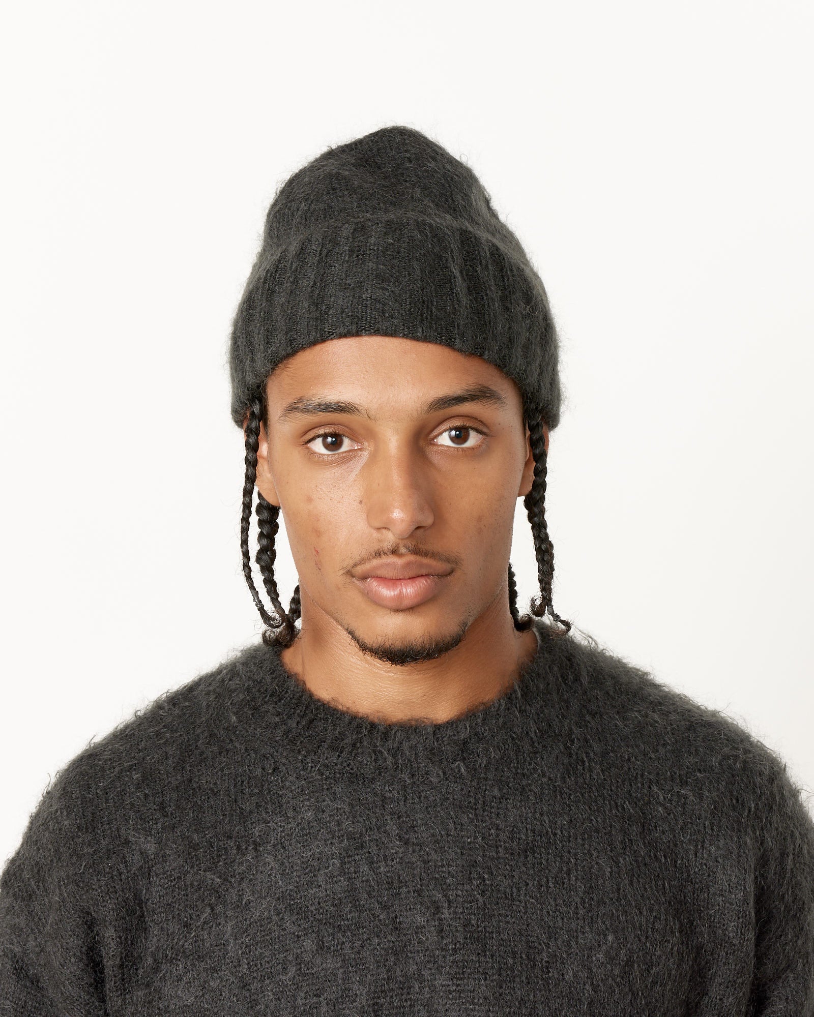 Brushed Mohair Knit Beanie