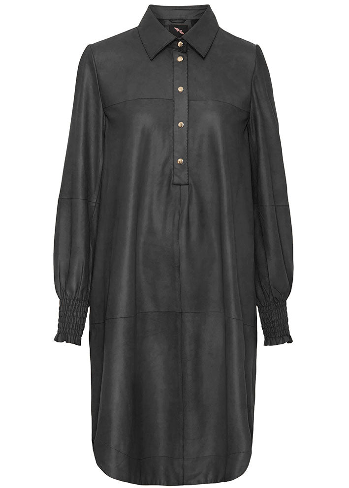 BTF CPH A-Shape Dress with smock 100159 Skindkjole - Black with Light Gold