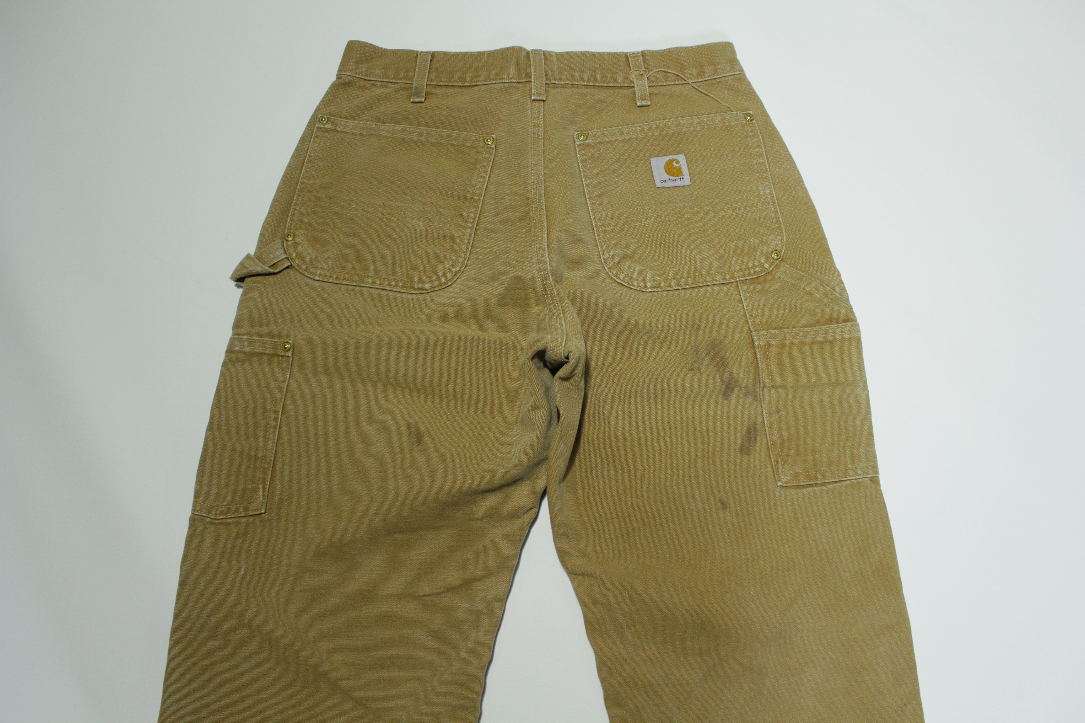 Carhartt B01 BRN Dungaree Fit Duck Wash Canvas Double Knee Front Work Construction Pants