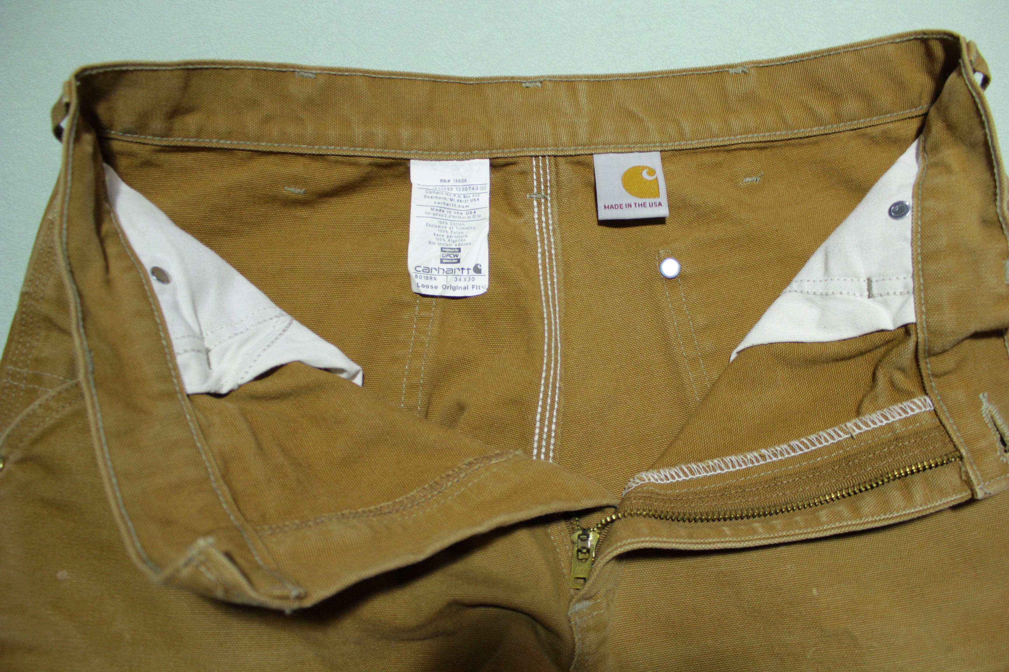 Carhartt B01 BRN Washed Duck Work Double Knee Front Made in USA Pants