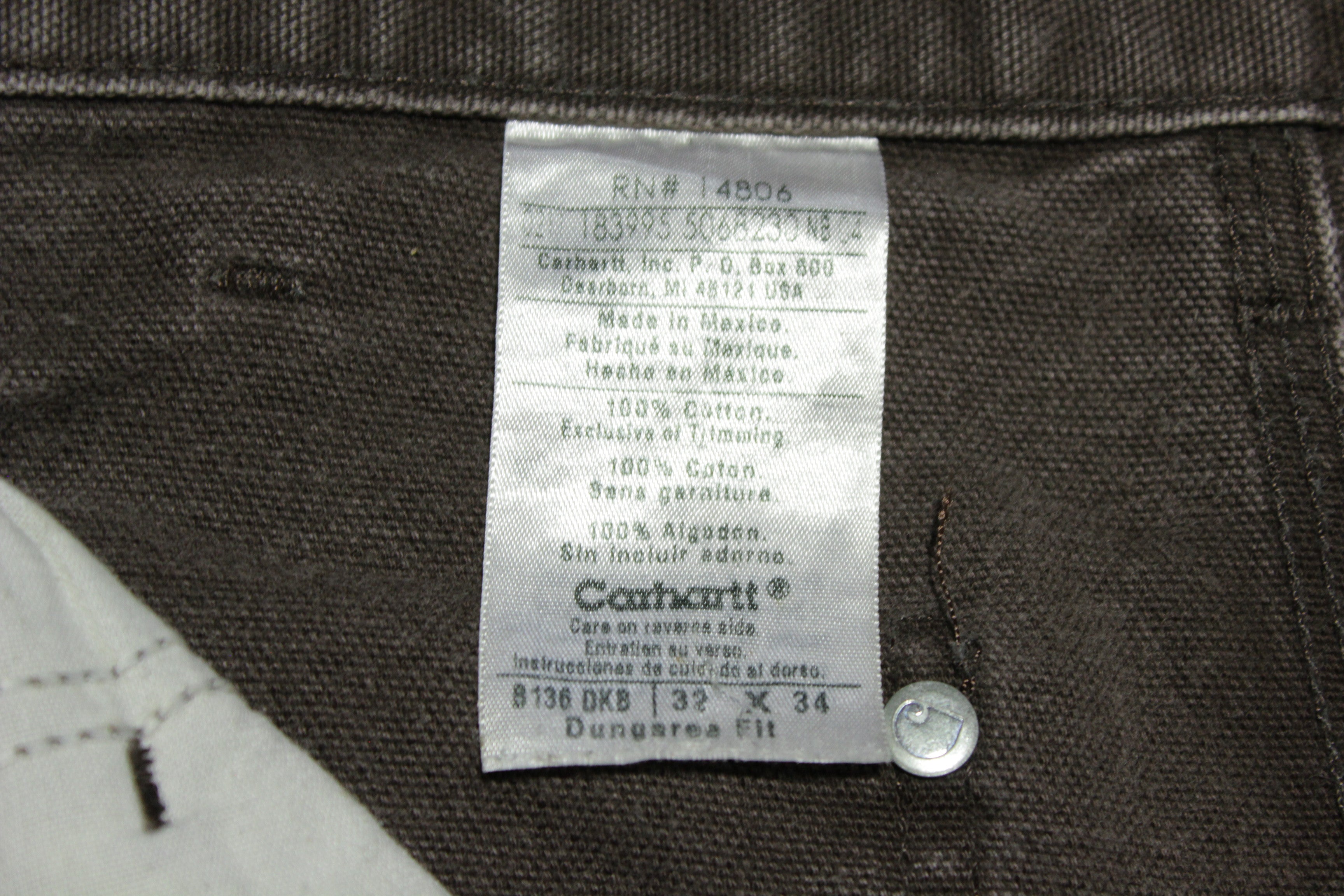 Carhartt B136 DKB Dark Brown Double Knee Construction Work Pants