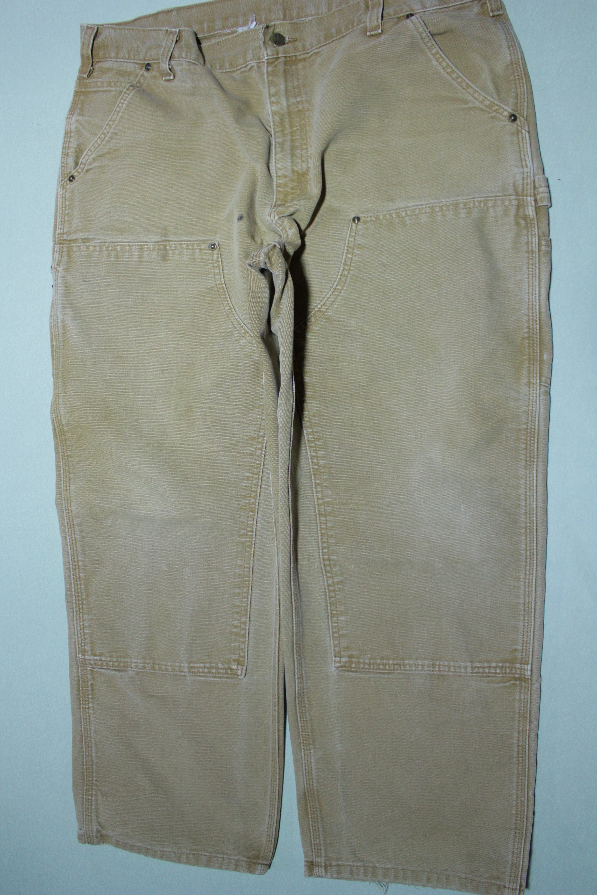 Carhartt Vintage Distressed B136 Double Knee Front Work Construction Utility Pants BRN