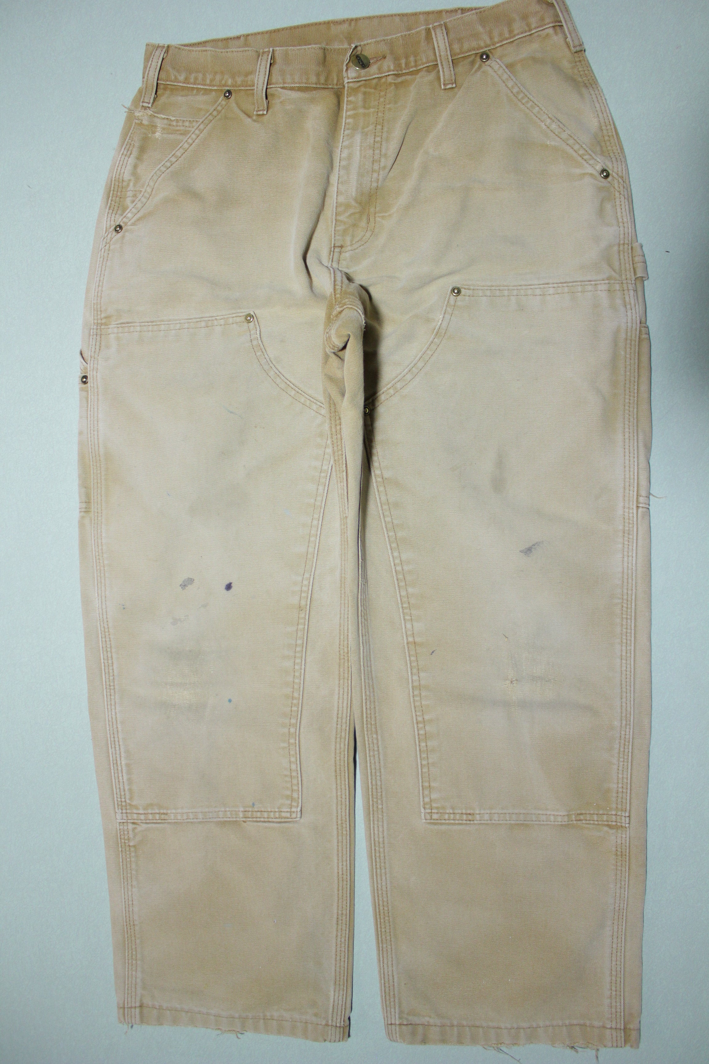 Carhartt Vintage Distressed B136 Double Knee Front Work Construction Utility Pants BRN