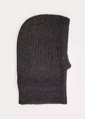 Charcoal Ribbed Knit Balaclava