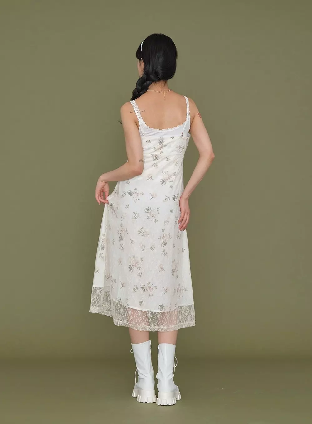 Double Flower Lace Maxi Sleeveless Dress