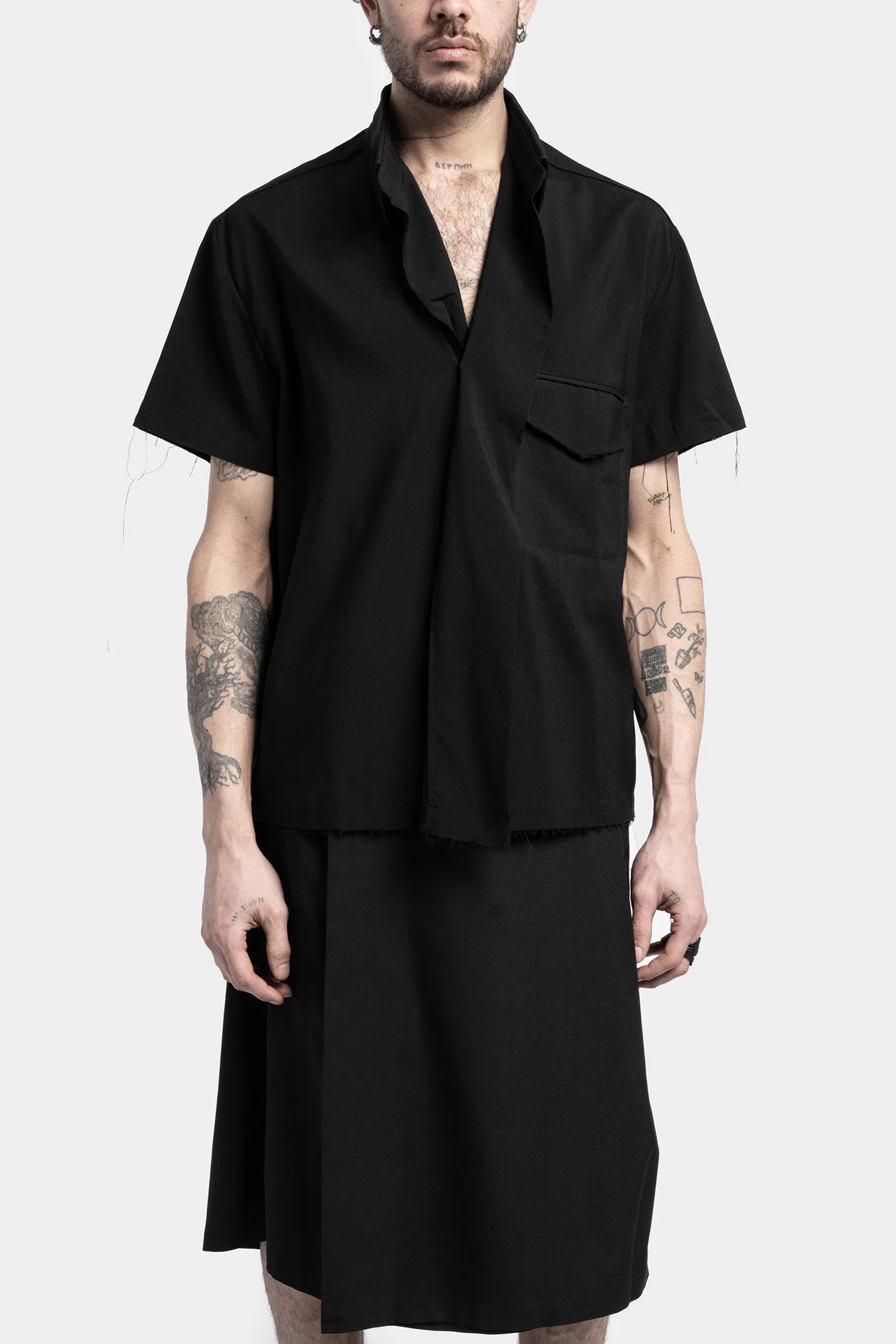 Drape collar shirt