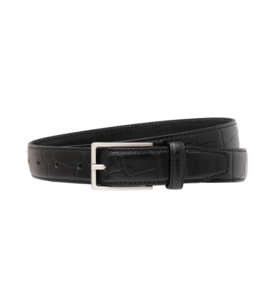 Embossed Leather Belt Black