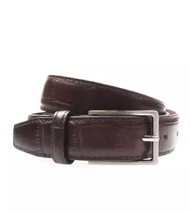 Embossed Leather Belt Dark Brown