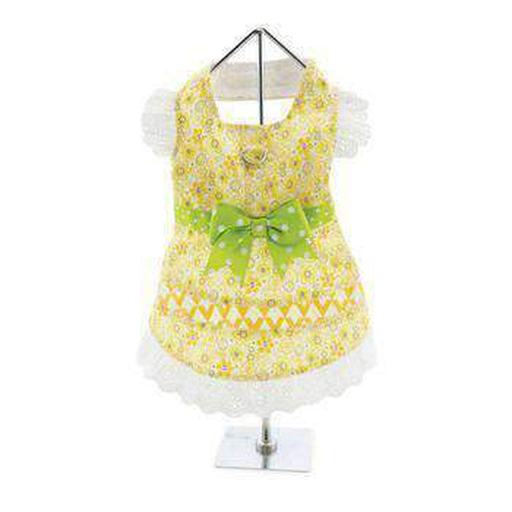 Emily Yellow Floral and Lace Dog Dress with Matching Leash