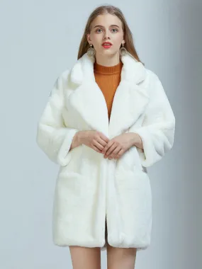 Faux Fur Coats For Women White Winter Eco-friendly Fur Coat