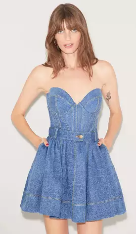 Fleur Du Mal - Denim Bustier Top - Medium Wash Denim