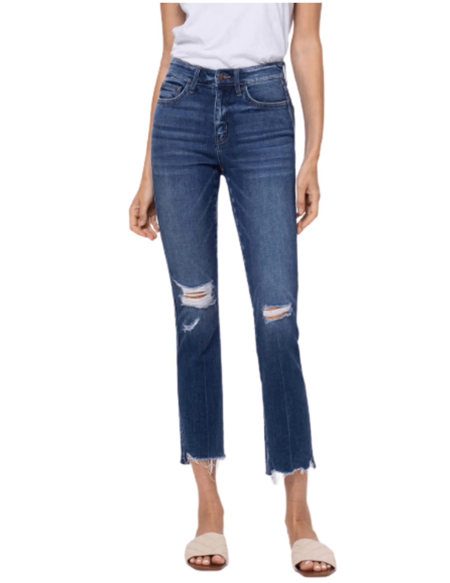 Flying Monkey Womens Mid Rise Straight Crop Jeans