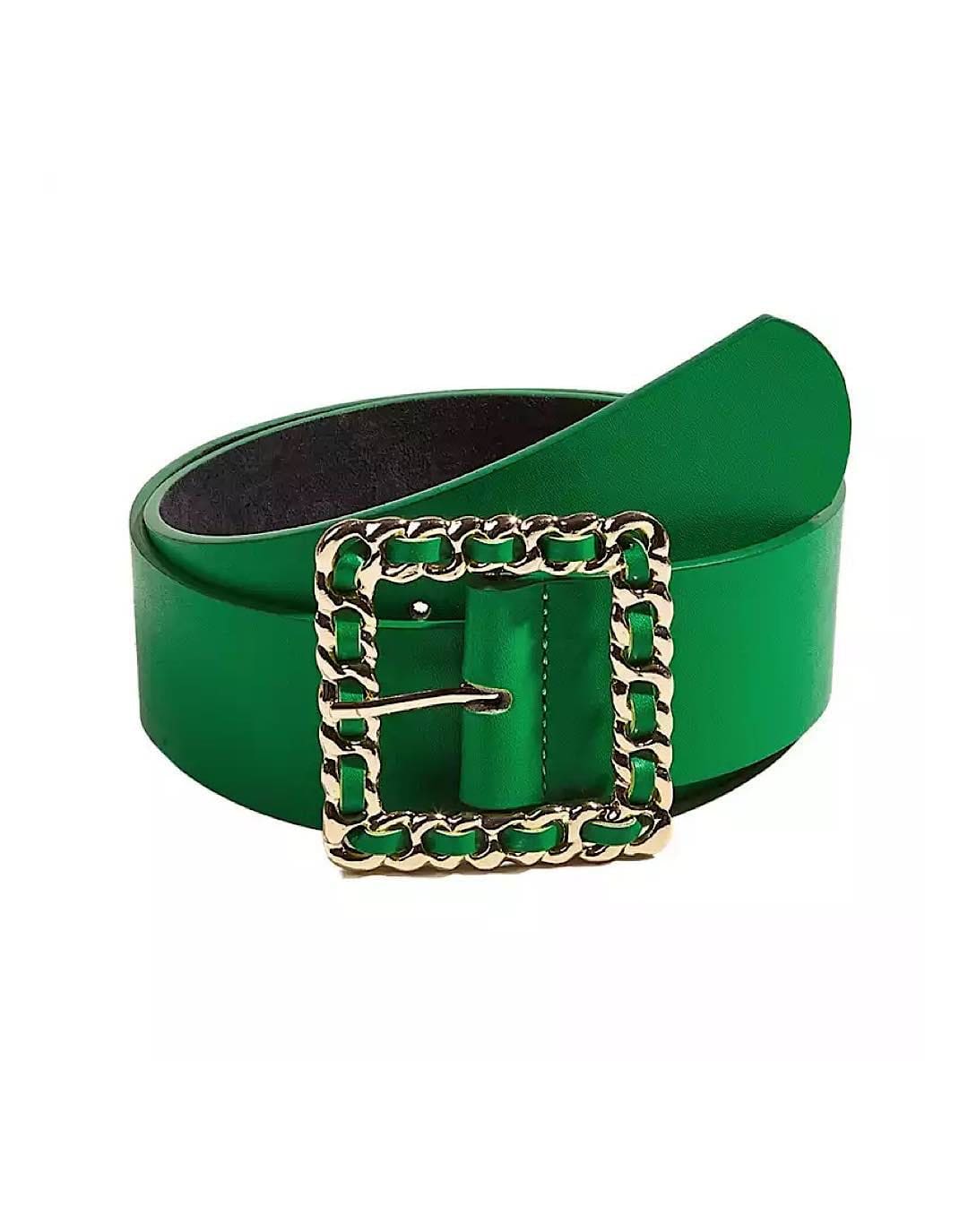 Green Chain Buckle PU Leather Belt