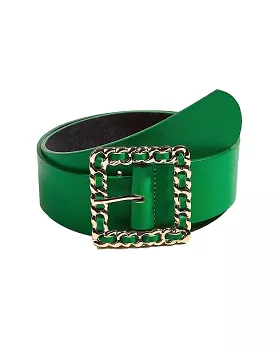 Green Chain Buckle PU Leather Belt