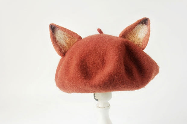 HANDMADE WOOL FOX BERET BY51044