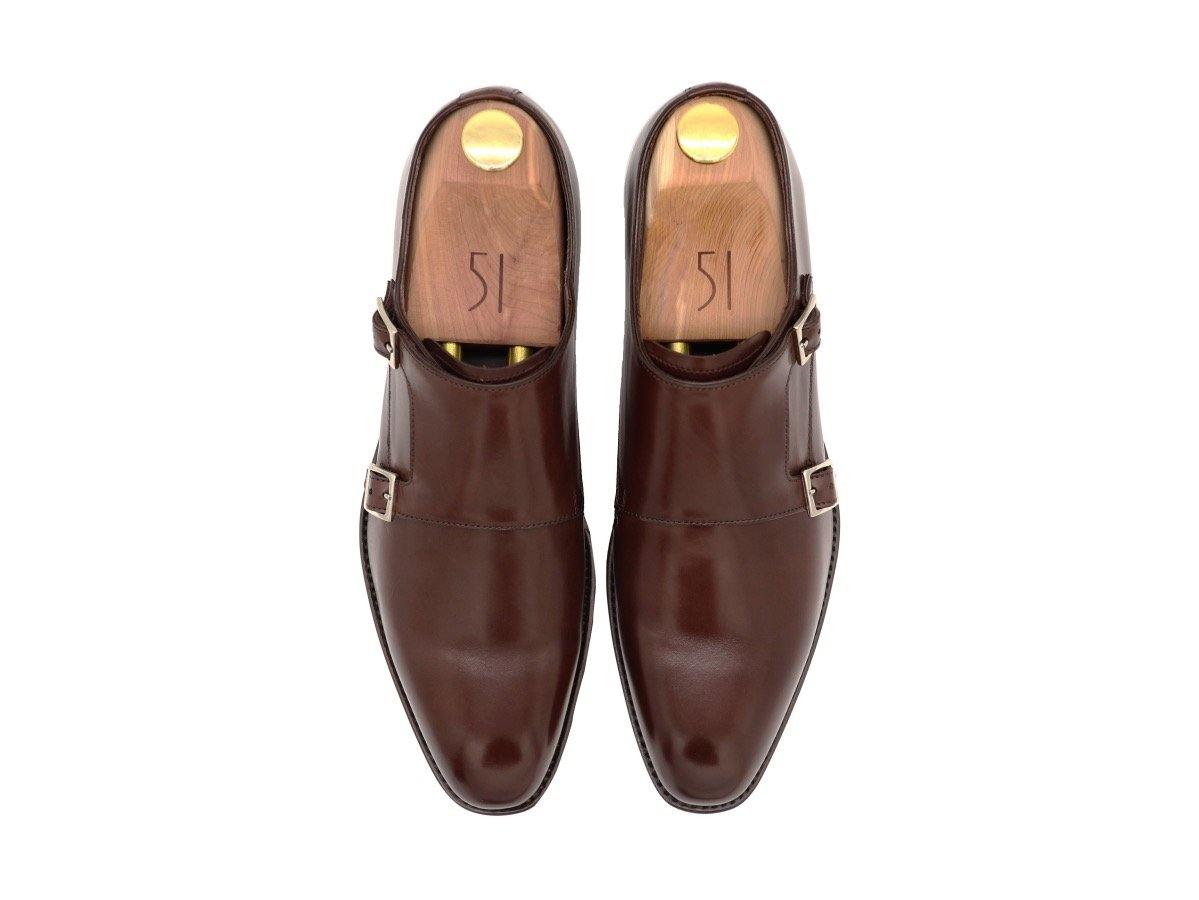 Haste Men's Calf Leather Double Monk Strap Shoes - Dark Brown