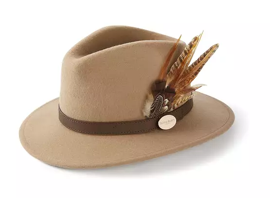 Hicks & Brown Suffolk Fedora - Side Gamebird Feather