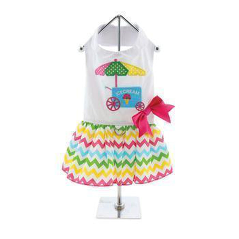 Ice Cream Cart Dog Dress with Matching Leash