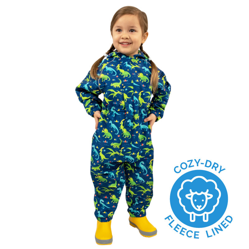 Jan & Jul Dinoland Cozy-Dry Fleece Lined Rain Play Suit