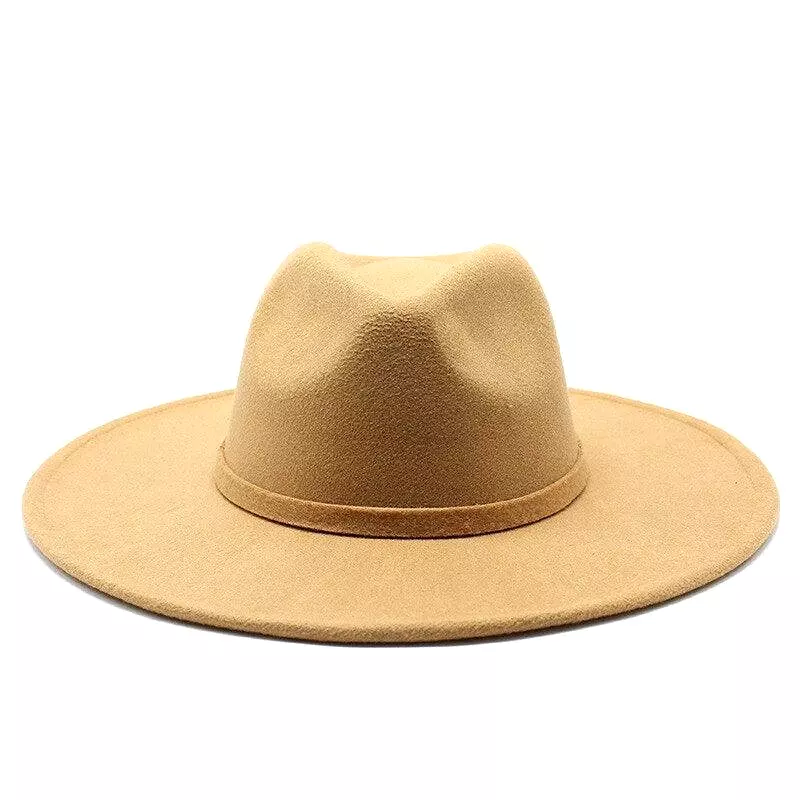 Jazz Style Wide Brim Fedora Hat