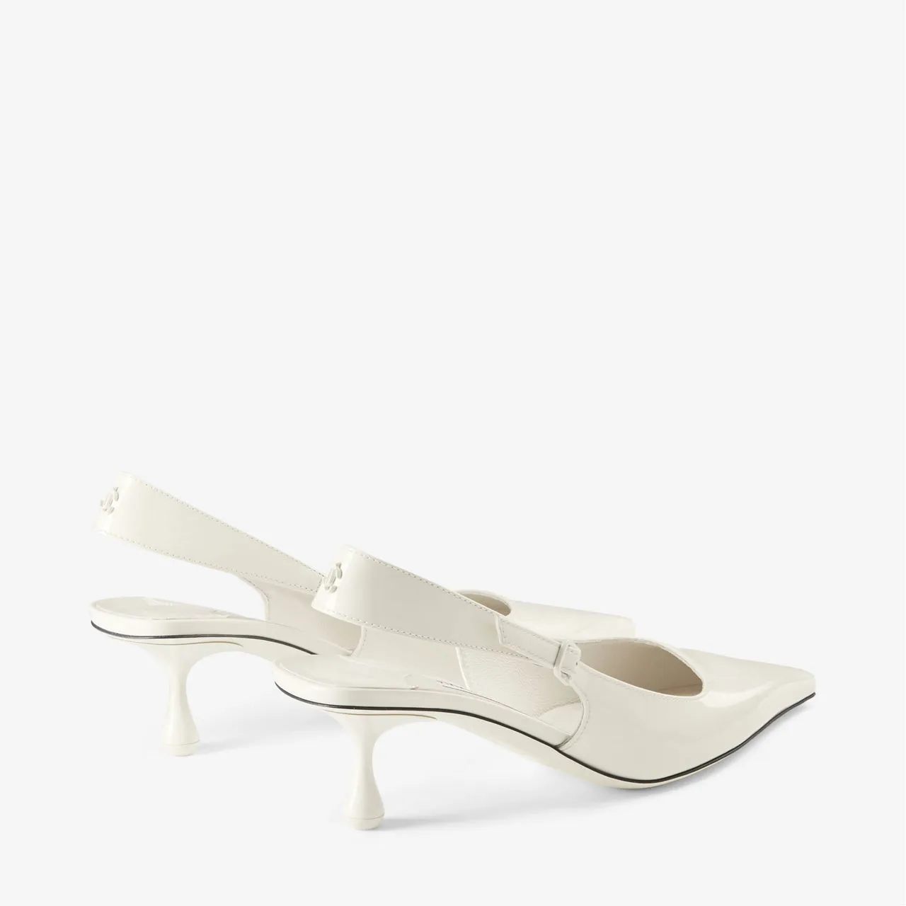 JIMMY CHOO Amel 50 Leather Slingback Kitten Heels - White