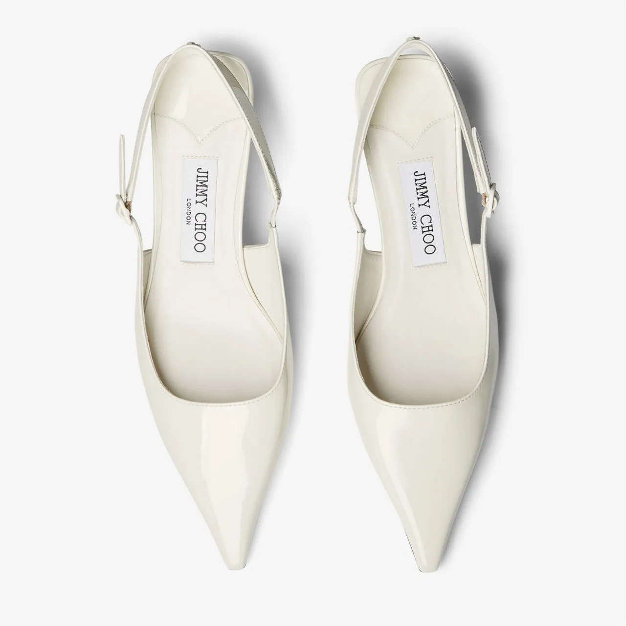 JIMMY CHOO Amel 50 Leather Slingback Kitten Heels - White