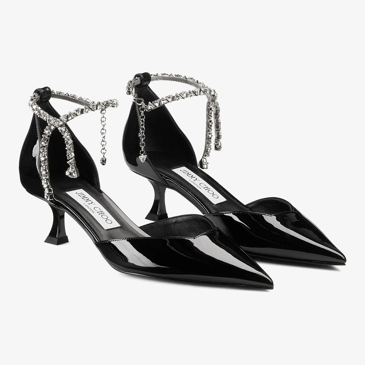 JIMMY CHOO Stevie 50 Anklet Kitten Heels - Black