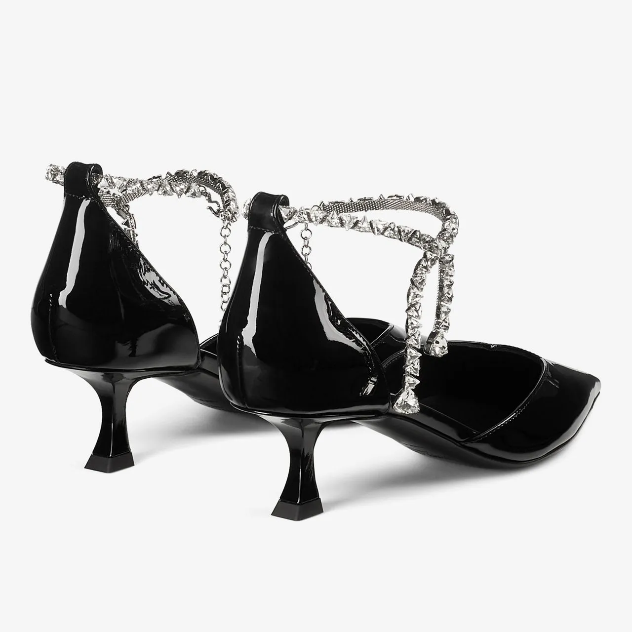 JIMMY CHOO Stevie 50 Anklet Kitten Heels - Black