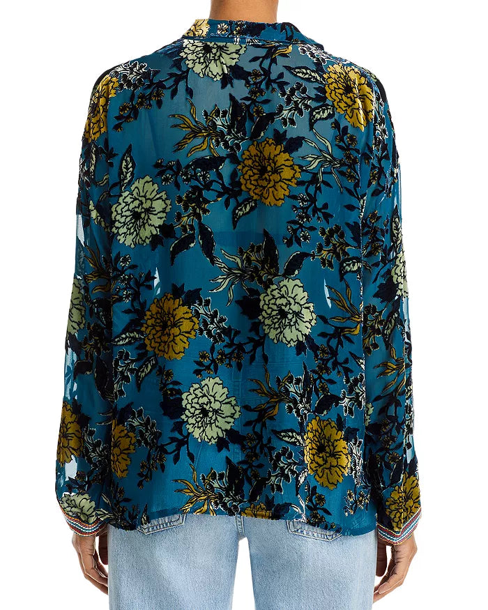 Johnny Was Burnout Cadeki Stila Silk Blouse