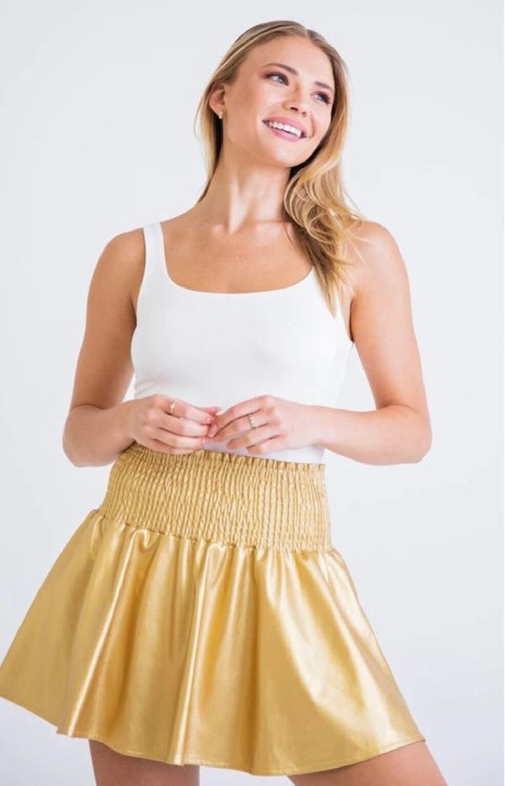 Karlie Metallic Pleather Skort