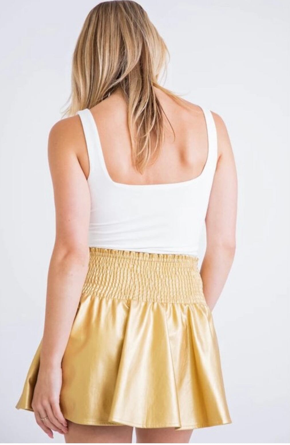 Karlie Metallic Pleather Skort