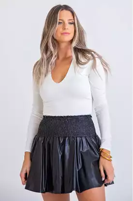 Karlie Pleather Smock Skort