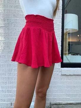 Karlie Red Smock Waist Skort