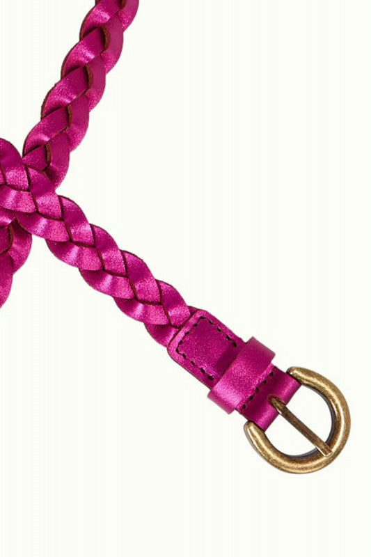 King Louie - Shiny Braided Belt - Metallic Pink