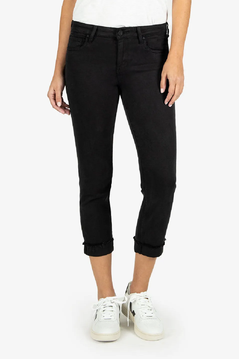 Kut From The Kloth Amy Straight Leg Crop Jeans (Black)