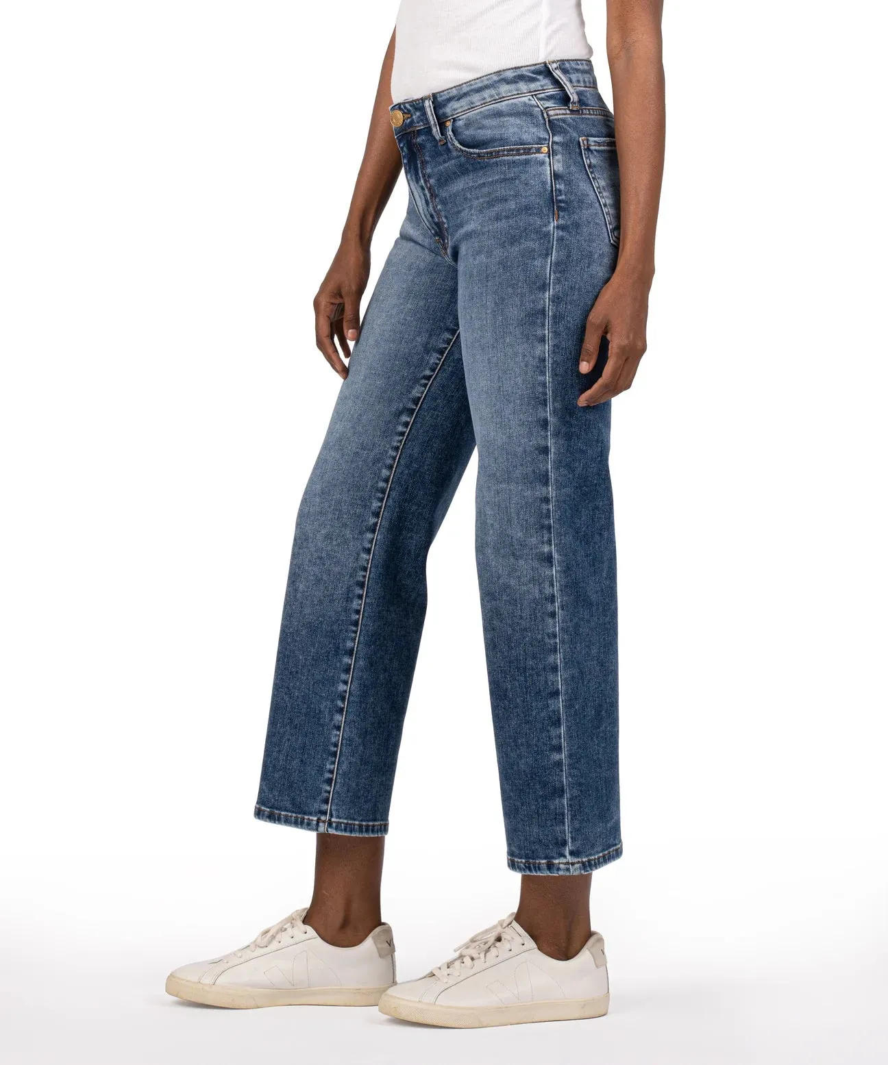 Kut From The Kloth Charlotte Wide Leg Crop Jeans (Commendatory Wash)