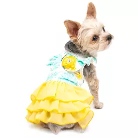 Leafy Ruffle Yellow Dog Dress