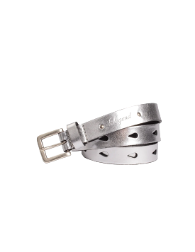 Leather Punch Hole Belt - Silver